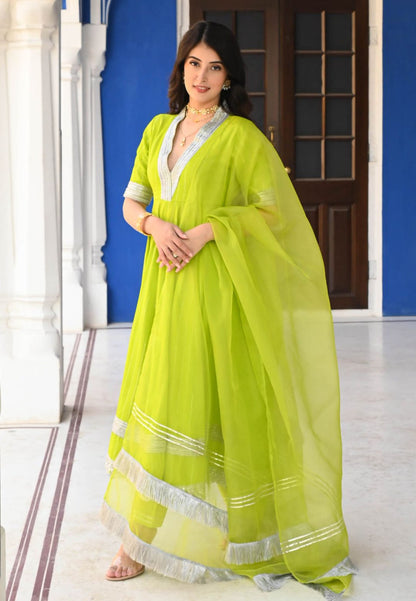 FANAA GREEN LUREX SUIT SET