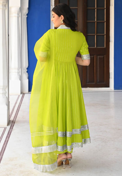 FANAA GREEN LUREX SUIT SET