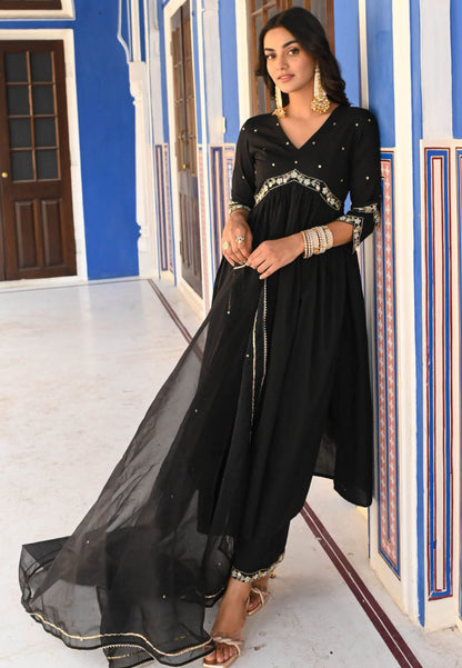 BLACK COTTON KATDANA SUIT SET