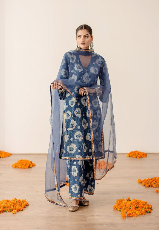 BLUE DIYA PURE COTTON SUIT SET