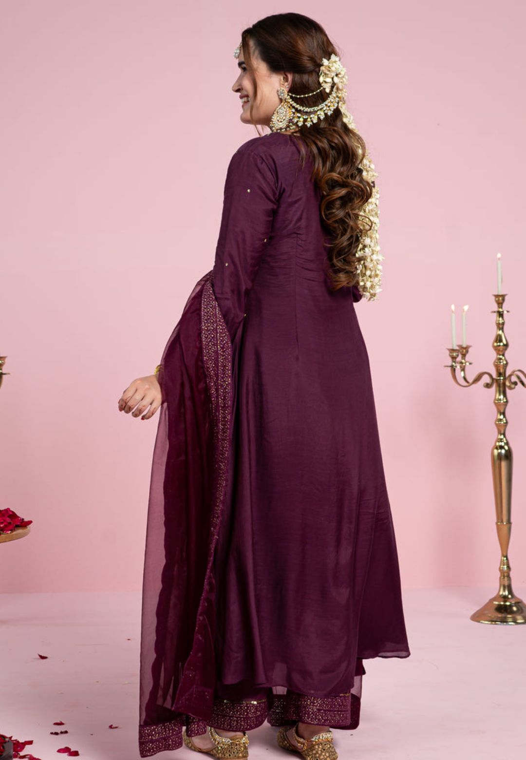 PURPLE WINE COTTON SILK SUIT SET