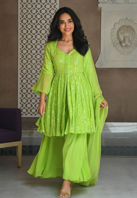 NAVYA GREEN GEORGETTE SUIT SET