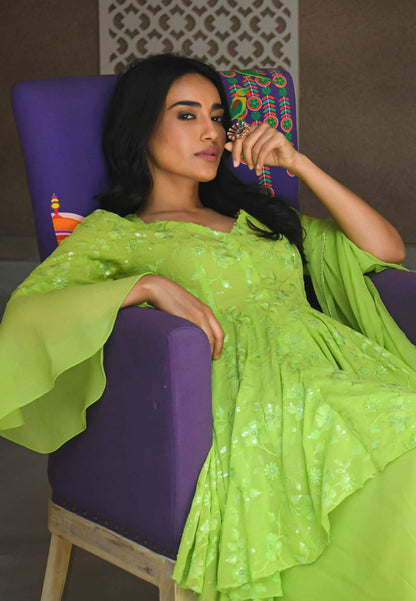 NAVYA GREEN GEORGETTE SUIT SET
