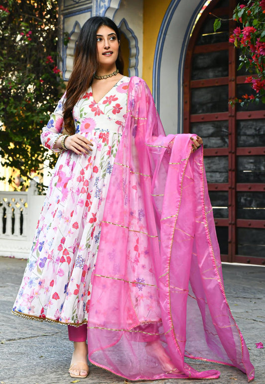 FLORAL RANG ORGANZA SUIT SET