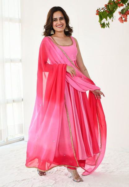 GULAAL PINK GEORGETTE SUIT SET