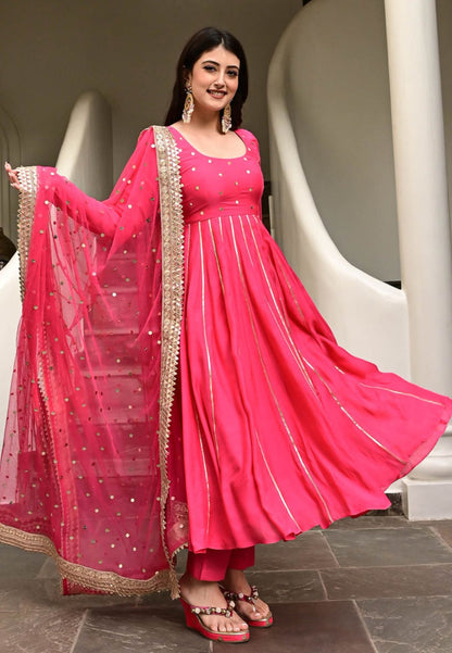 PINK KRISH COTTON SILK SUIT SET