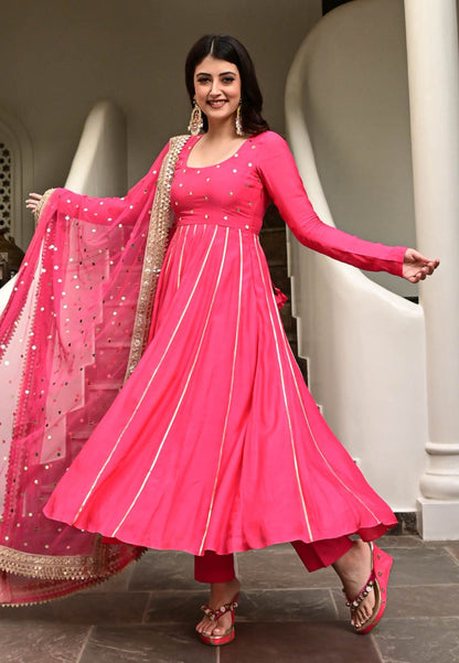 PINK KRISH COTTON SILK SUIT SET