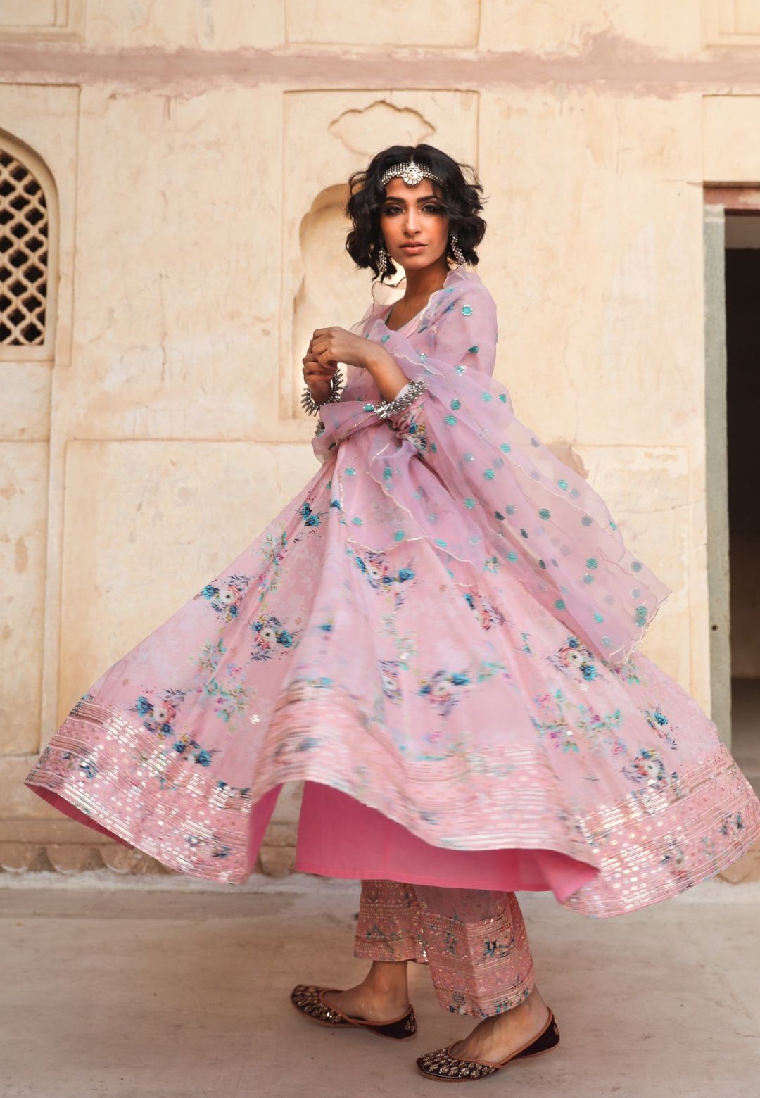 PINK GUL PURE COTTON ANARKALI SUIT SET