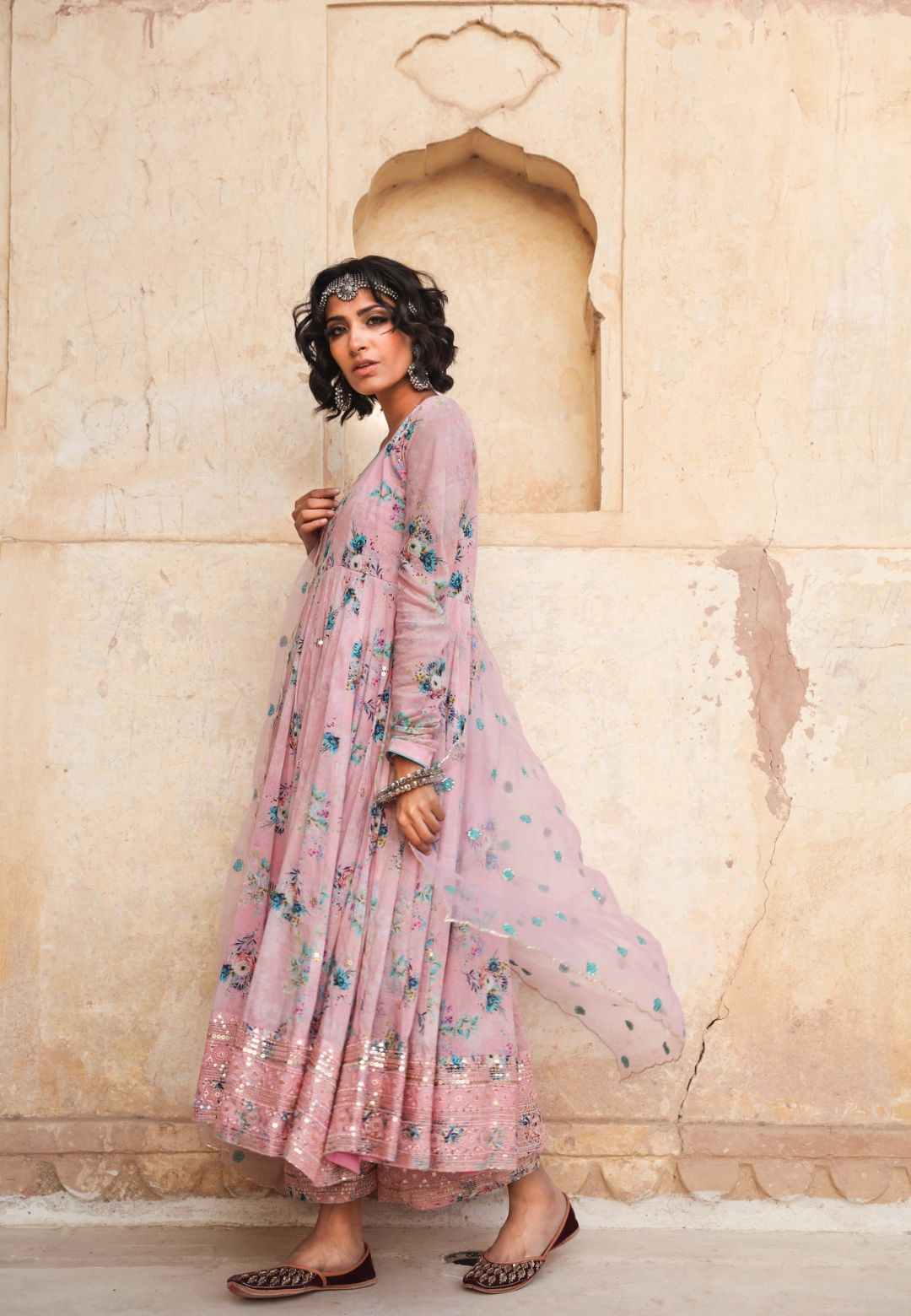 PINK GUL PURE COTTON ANARKALI SUIT SET