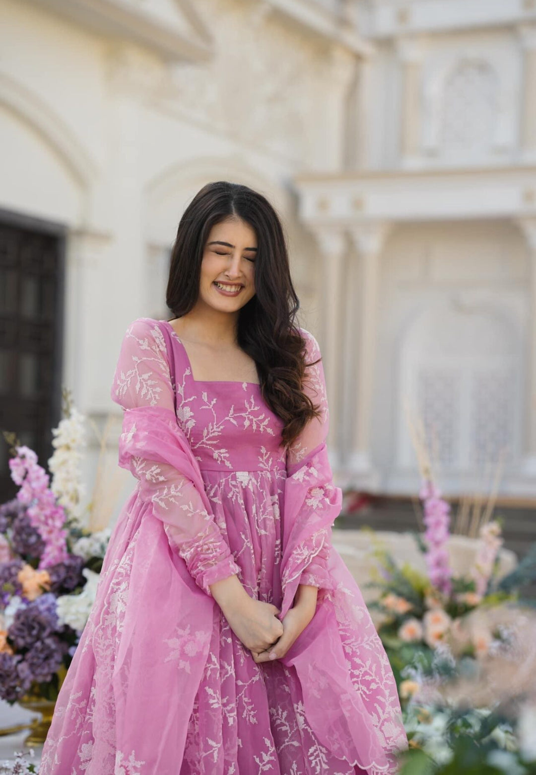 PINK PARVATI ORGANZA PALAZZO SET