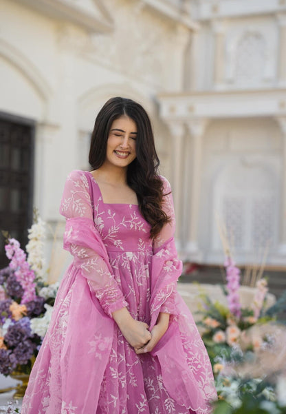 PINK PARVATI ORGANZA PALAZZO SET