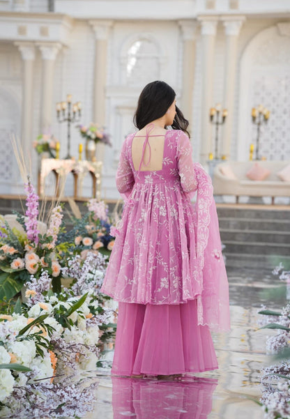 PINK PARVATI ORGANZA PALAZZO SET