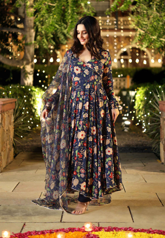 BLUE CRESTY MUSLIN SUIT SET