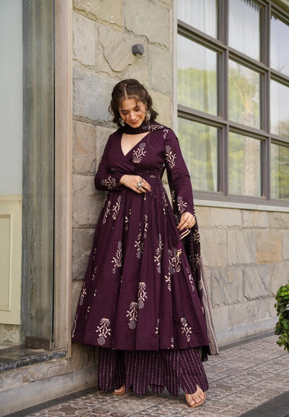 DEEP PURPLE COTTON ANGRAKHA SET