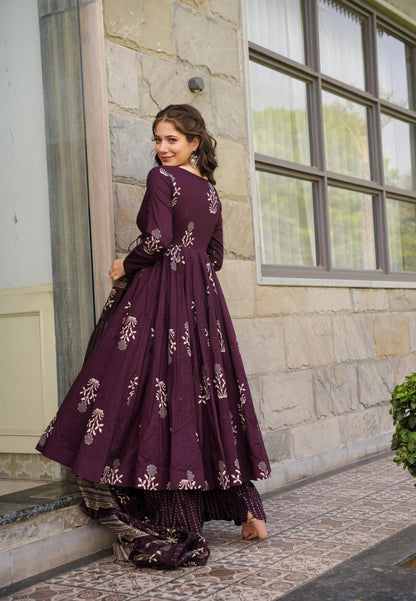 DEEP PURPLE COTTON ANGRAKHA SET
