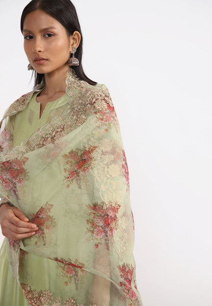 LIGHT GREEN VISCOSE COTTON SUIT SET
