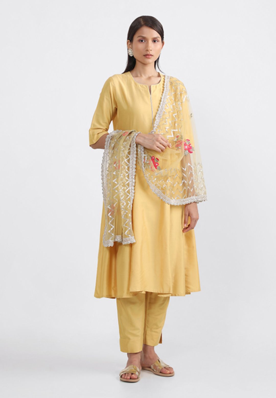 YELLOW VISCOSE COTTON SUIT SET