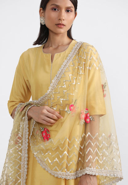 YELLOW VISCOSE COTTON SUIT SET