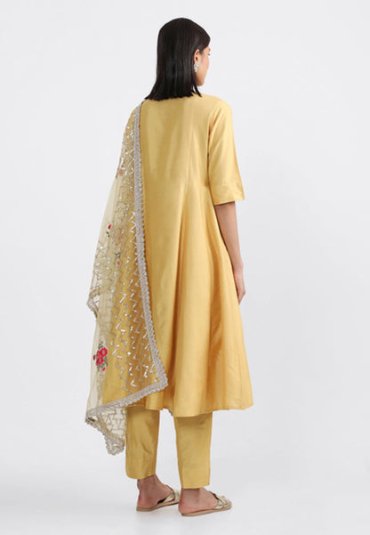 YELLOW VISCOSE COTTON SUIT SET