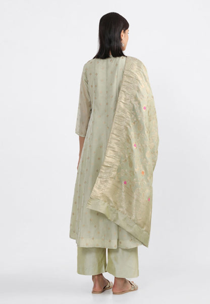 SAGE GREEN VISCOSE BLEND SUIT SET