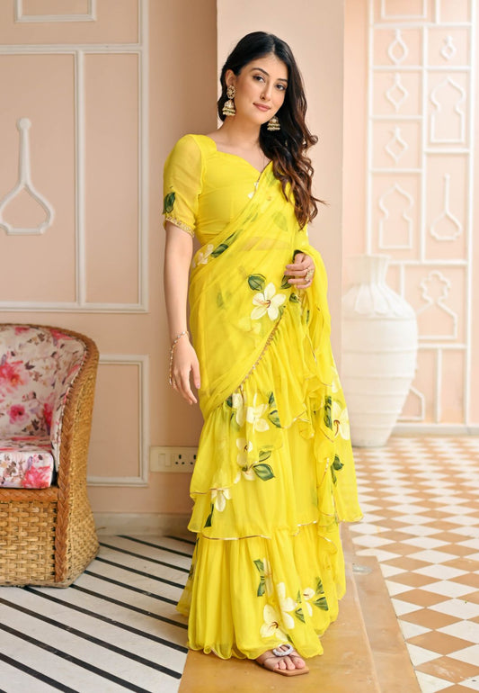 YELLOW BUTTERCUP DRAPED SAREE