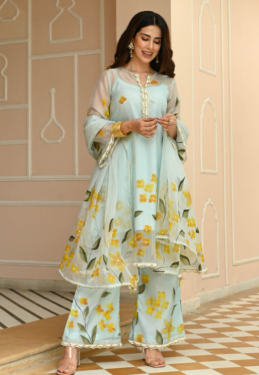 ORGANZA HONEY DEW HANDPAINTED SUIT SET