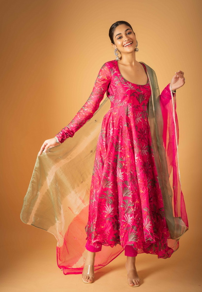 PINK TAAVI CHANDERI SUIT SET