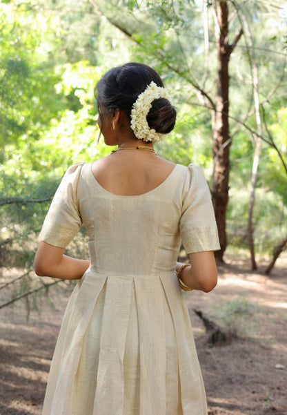 OFF WHITE TISSUE FESTIVE ANARKALI