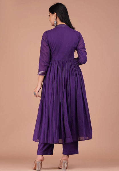 PURPLE ALLURE V NECK ANARKALI SUIT SET