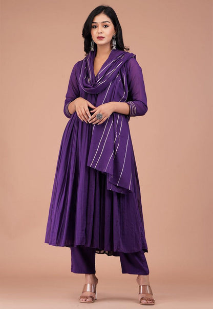 PURPLE ALLURE V NECK ANARKALI SUIT SET