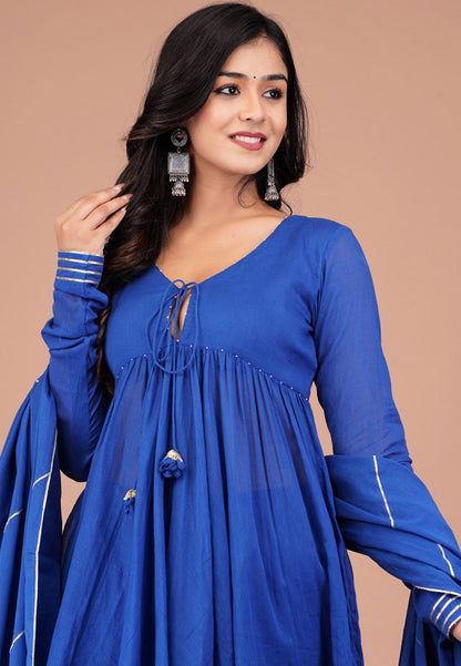 INK BLUE PEPLUM SHARARA SET