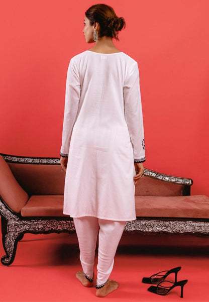 WHITE COTTON KURTA SET