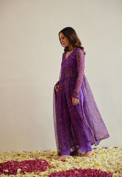 PURPLE BANDHANI NYRA SUIT SET