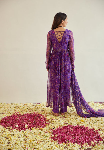 PURPLE BANDHANI NYRA SUIT SET