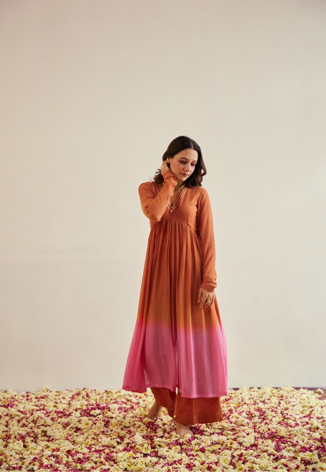 BROWN TAN BLUSH COTTON KURTA SET