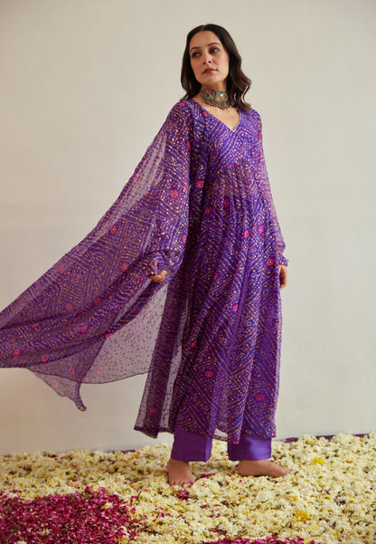 PURPLE BANDHANI NYRA SUIT SET