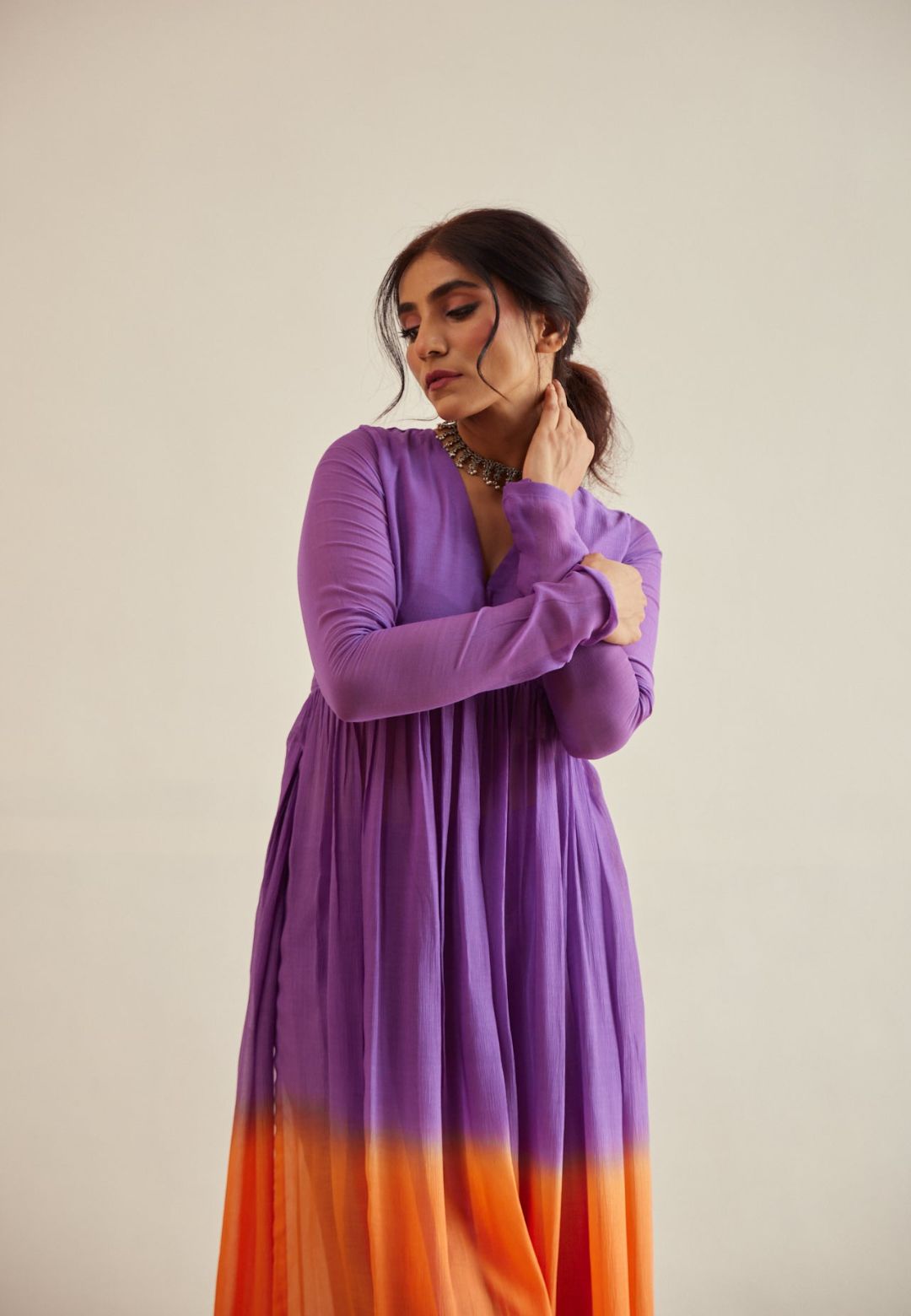 PURPLE MUSTARD COTTON KURTA SET
