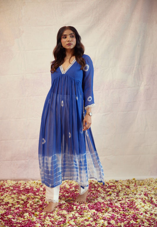 COBALT BLUE SHIBORI KURTA SET