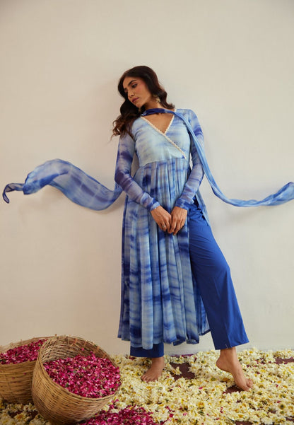 BLUE SKYFALL SHIBORI SUIT SET