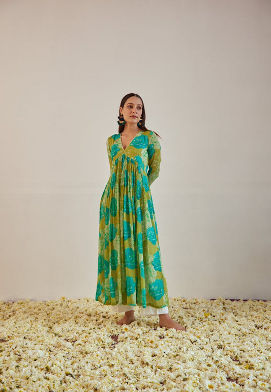 KIWI GREEN BLUE MITHAI KURTA SET