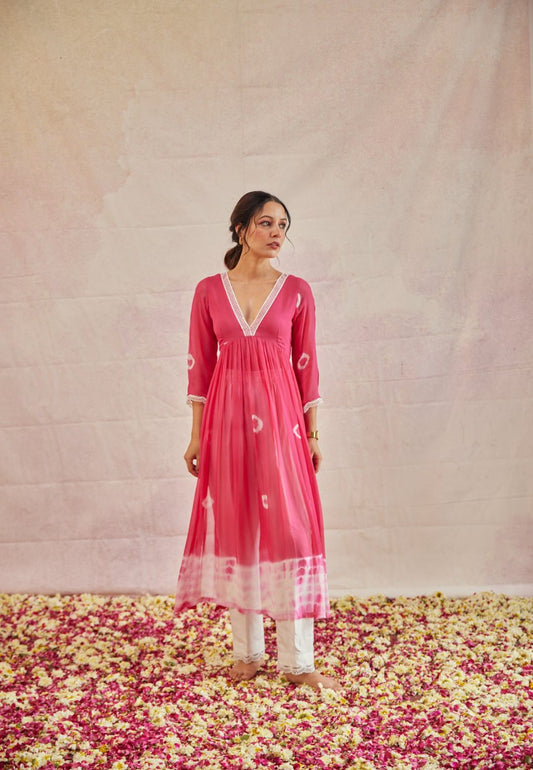 ROSE PINK SHIBORI KURTA SET