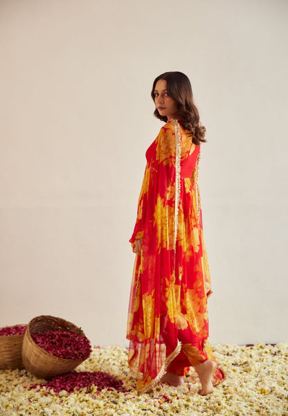 FLORAL RED KAIRI SUIT SET