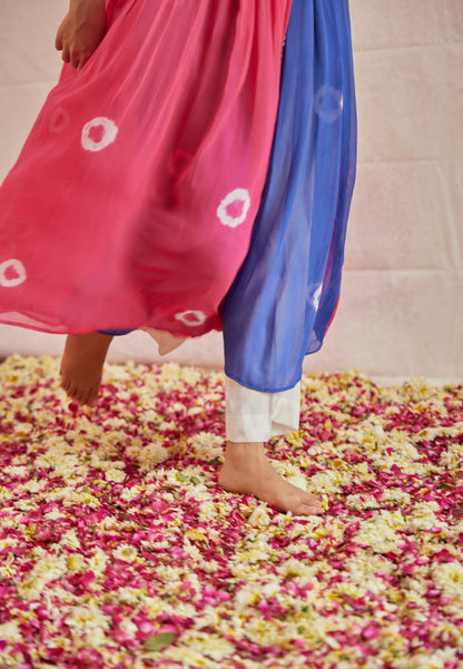 ROSY BLUE SHIBORI ANRAKALI KURTA SET
