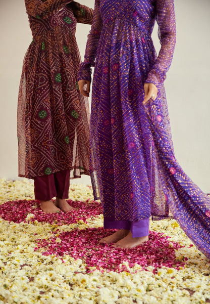 PURPLE BANDHANI NYRA SUIT SET