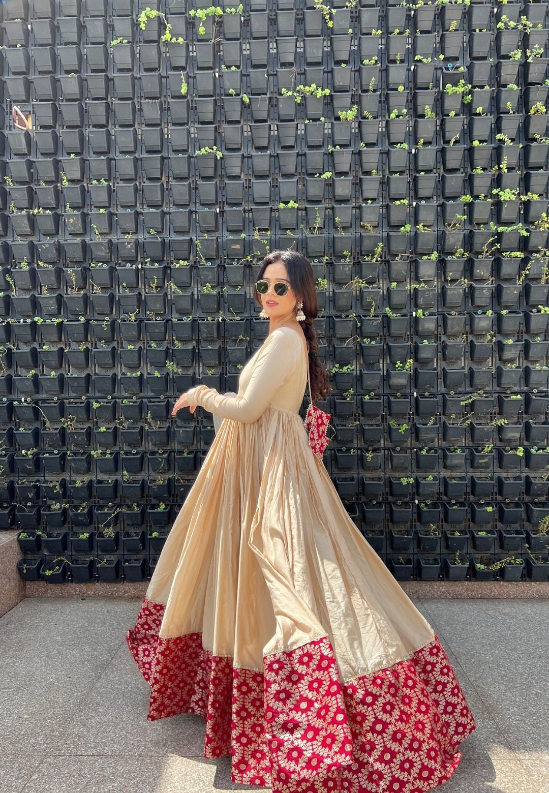 LEELA BEIGE ANARKALI DRESS SET
