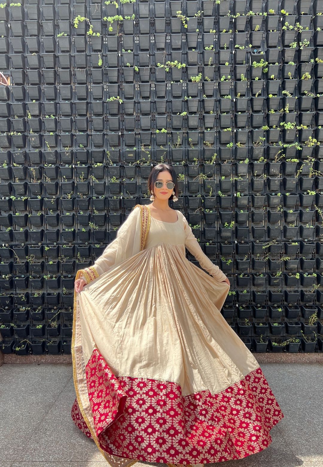LEELA BEIGE ANARKALI DRESS SET