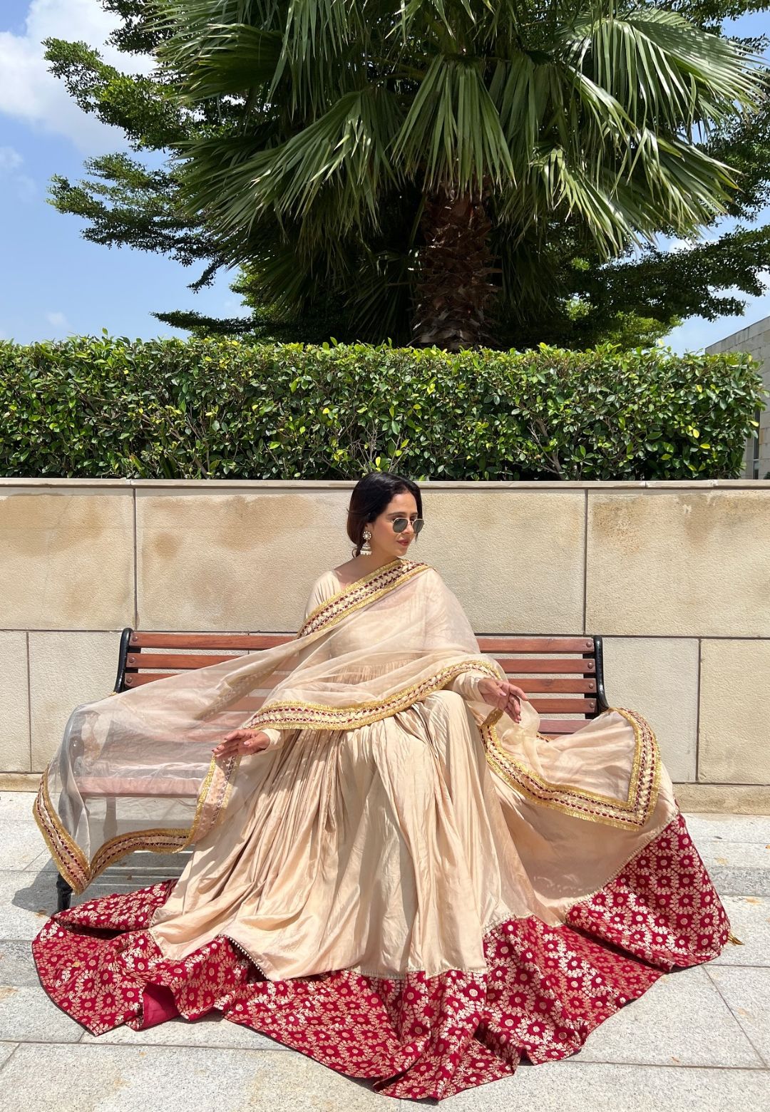 LEELA BEIGE ANARKALI DRESS SET