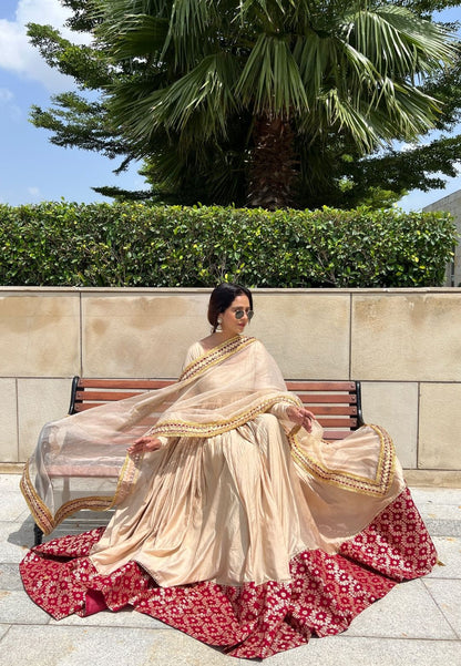 LEELA BEIGE ANARKALI DRESS SET