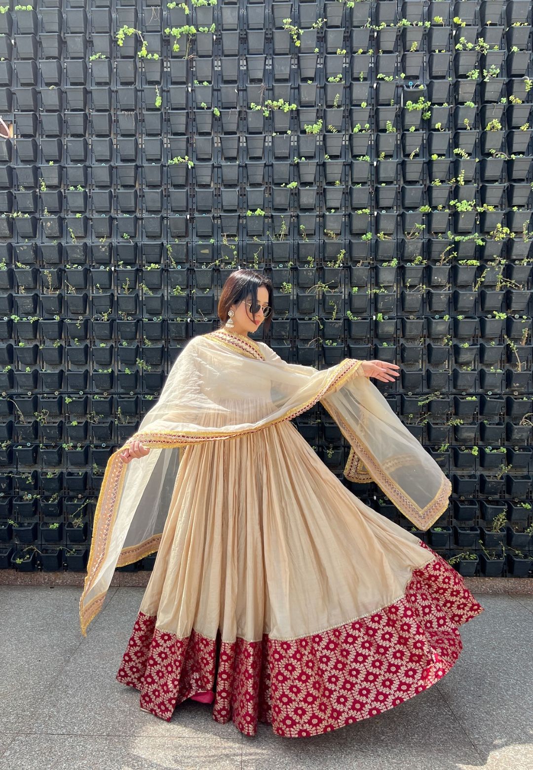 LEELA BEIGE ANARKALI DRESS SET