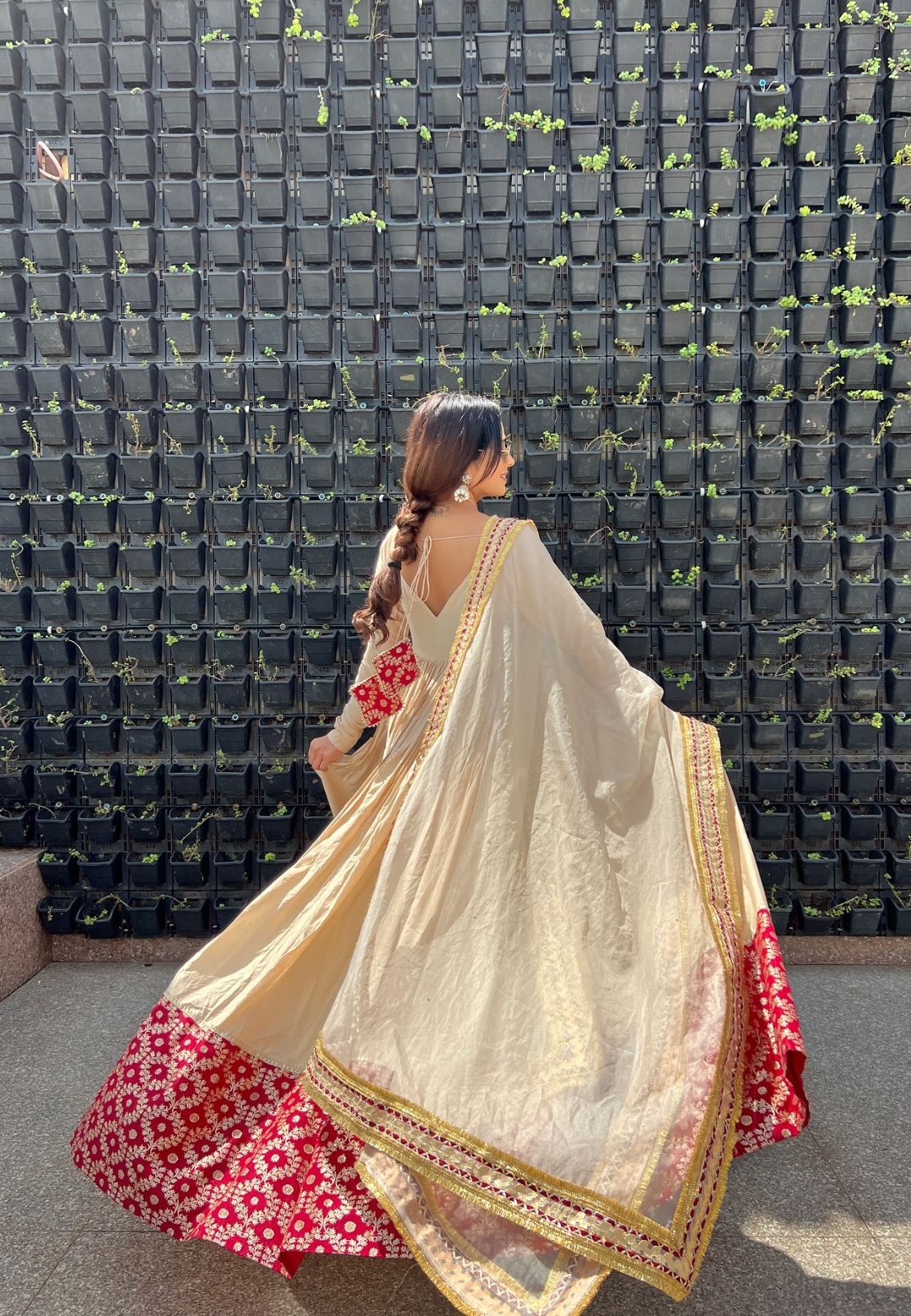 LEELA BEIGE ANARKALI DRESS SET